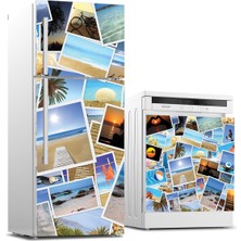 Sticker Art Buzdolabı ve Bulaşık Makinası Beyaz Eşya Sticker Kaplama Tatil Kolaj