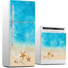 Sticker Art Buzdolabı ve Bulaşık Makinası Beyaz Eşya Sticker Kaplama Yaz Deniz