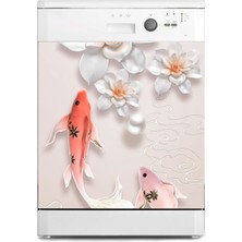 Sticker Art Bulaşık Makinesi Sticker Kaplama Beyaz Eşya Kaplama 3D Balık Çiçek Çizim