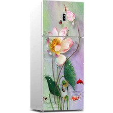 Sticker Art Buzdolabı Sticker Kaplama Dolap Kaplama Etiketi 3D Çiçek Çizimi