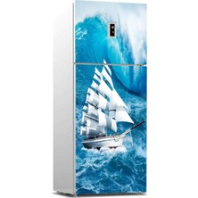 Sticker Art Buzdolabı Sticker Kaplama Dolap Kaplama Etiketi Yelkenli Deniz