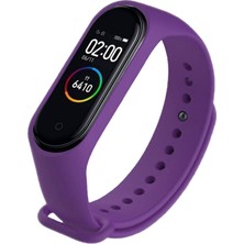 Deilmi Xiaomi Mi Band 3 4 Uyumlu Mor Çelik Tokalı Spor Delikli Silikon Loop Kordon Kayış