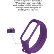 Deilmi Xiaomi Mi Band 3 4 Uyumlu Mor Çelik Tokalı Spor Delikli Silikon Loop Kordon Kayış