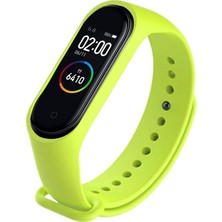 Deilmi Xiaomi Mi Band 3 4 Uyumlu Neon Yeşil Çelik Tokalı Spor Delikli Silikon Loop Kordon Kayış