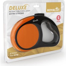 Royalist Deluxe Extra Strong Otomatik Köpek Gezdirme Tasması Turuncu Small 3m