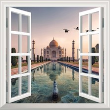 Sticker Art Pencere Poster Duvar Kağıdı Taç Mahal Yapışkanlı Sticker