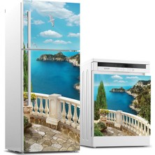 Sticker Art Buzdolabı ve Bulaşık Makinası Beyaz Eşya Sticker Kaplama Balkon Deniz