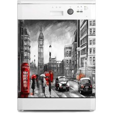 Sticker Art Bulaşık Makinesi Sticker Kaplama Beyaz Eşya Kaplama Londra Yağlıboya