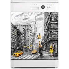 Sticker Art Bulaşık Makinesi Sticker Kaplama Beyaz Eşya Kaplama Newyork Yağlıboya