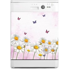 Sticker Art Bulaşık Makinesi Sticker Kaplama Beyaz Eşya Kaplama Papatya Kelebek