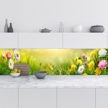 Sticker Art Mutfak Tezgah Arası Folyo Fayans Kaplama Folyosu Papatyalar 60X200 cm