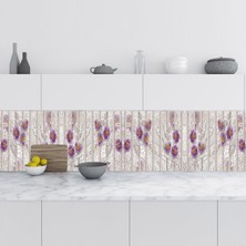 Sticker Art Mutfak Tezgah Arası Folyo Fayans Kaplama Folyosu Mor Papatya 60X500 cm