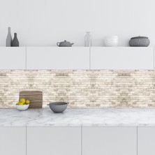 Sticker Art Mutfak Tezgah Arası Folyo Fayans Kaplama Folyosu Siyah Beyaz Tuğla Duvar 60X400 cm