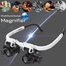 23X Dürbün Mercek Büyüteç Büyüteç Gözlük Kuyumcu Izle Onarım Kiti Ayarlanabilir LED Işık