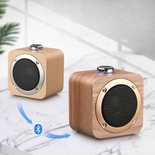 Taşınabilir Ahşap Bluetooth Hoparlör Kablosuz Bas Subwoofer Hoparlör Müzik Çalar Vintage Dışarıda Subwoofer | Taşınabilir Hoparlörler (Bambu Stili)