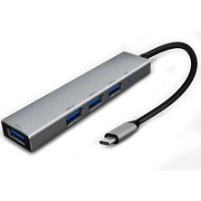 Usb-C Tipi C USB 3.0 4 Bağlantı Noktası Hub Adaptörü Usb-C Alüminyum Slim Thunderbolt Macbook Pro Için USB Dönüştürücü(Yurt Dışından)