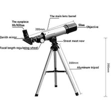 Yüksek Çözünürlüklü Kırılma Astronomik Teleskop Tripod 50MM Açıklık 360MM Odak Uzaklığı 90X Max Büyütme