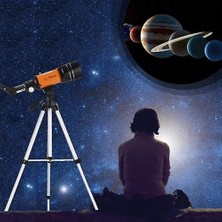 70MM Astronomik Teleskop 150X Yüksek Güçlü Monoküler Teleskop Refrakter Spotting Kapsam ile 5 × 24 Bulucu Kapsam Tripod Moon Filtresi 3x Barlow Lens Yıldız Baking Kuş Izleme Kamp Için
