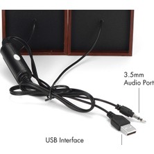 USB Kablolu Hoparlörler Bilgisayar Ahşap Subwoofer Hoparlörler 3.5mm Bas Stereo ile Pc Masaüstü Dizüstü Dizüstü Müzik Çalar | Taşınabilir Hoparlörler (Kırmızı)