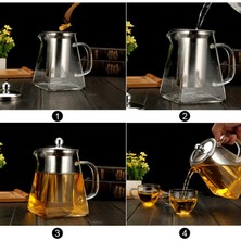 350 ml Borosilikat Cam Çaydanlık Isıya Dayanıklı Kare Cam Çaydanlık Çay Demlik Filtre Süt Oolong Çiçek Çay Potu | Çaydanlıklar (350ML)