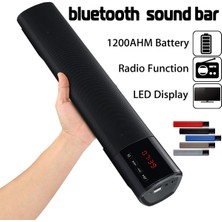 Taşınabilir LED Bluetooth Hoparlör Tf Fm USB Saat Pc Bilgisayar Tv Telefonu Için Kablosuz 3D Subwoofer Sütun Home | Taşınabilir Hoparlörler (Siyah)