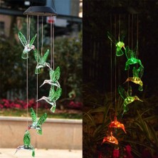 LED Renkli Güneş Enerjisi Rüzgar Chime Kristal Hummingbird Kelebek Su Geçirmez Açık Windchime Güneş Işık Bahçe Dropship | Rüzgar Çanları ve asılı Süslemeler