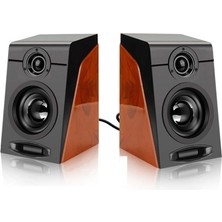 Surround Stereo ile Bilgisayar Hoparlörleri USB Kablolu Powered Multimedya Hoparlör Pc / Dizüstü Bilgisayarlar / Akıllı Telefon | Subwoofer (Siyah + Ahşap Tahıl)