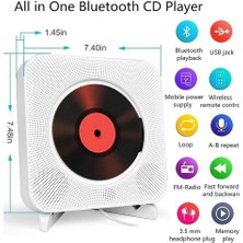 Duvara Monte Bluetooth Yüksek Sadakat Hoparlörlü Taşınabilir CD Çalar, Uzaktan Kumanda ile Ev Ses Hoparlör, Fm Radyo Usb-Mp3 3.6 mm Kulaklık Jakı, Aux Girişi / Çıkış Çekme Anahtarı (Siyah)