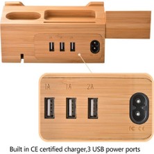 Çoklu USB Portları Şarj Dock Standı Station Bambu Baz Şarj Tutucu Apple Watch Için Iwatch Için iPhone Bambu 3 USB Bağlantı Noktaları | Telefon Sahipleri ve standları (Abd Fişi)