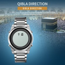 Yuvarlak Qibla Dijital Izle Erkekler Için Qibla Zaman Hatırlatma LED Altın Çelik Dini Ay Elektronik Namaz Erkek Saatler 1734 | Dijital Saatler (Altın)(Yurt Dışından)