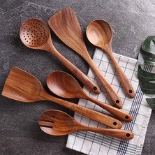 6 Adet Teak Ahşap Kaşık Masif Ahşap Spatula Mutfak Pişirme Ahşap Spatula Pişirme Spatula Set Ahşap Scoop Sofra Takımı | Pişirme Aracı Setleri