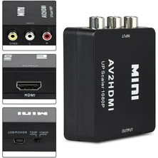 Xhang (Siyah) HDMI Av Adaptörü Mini Dönüştürücü Kablosu Cvbs Rca 1080 P Kompozit Video Ses