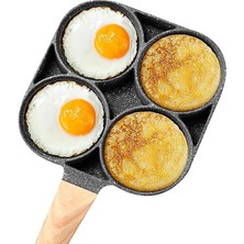 Xhang 4 Delikli Omletli Tava Yapışmaz Çok Fonksiyonlu Mini Kahvaltı Tava (4 Delik) (Yurt Dışından)