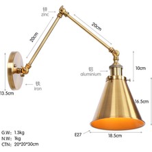 Xhang Ülke Retro Bronz Pastoral Batı Restoran Kahve Dükkanı Dekoratif Duvar Lambası