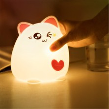 Xhang LED Gece Lambası Kedi Hayvan USB Şarj Silikon Karikatür Kreş Lambası Bebek Gece Lambası Çocuk Doğum Günü Hediyesi Oyuncak | LED Gece Işıkları (Pat Stil)