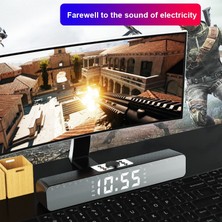 Xhang Çok Işlevli LED Tv Ses Bar Çalar Saat Kablolu ve  Radyo LED Ayna ile Kablosuz Bluetooth Hoparlör Subwoofer Aux USB Müzik Çalar | Kombinasyon Hoparlörler (Siyah)