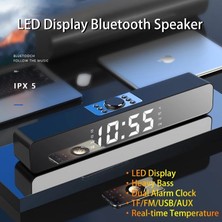 Xhang Çok Işlevli LED Tv Ses Bar Çalar Saat Kablolu ve  Radyo LED Ayna ile Kablosuz Bluetooth Hoparlör Subwoofer Aux USB Müzik Çalar | Kombinasyon Hoparlörler (Siyah)