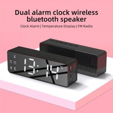 Xhang Kablosuz Bluetooth Hoparlör Fm Radyo Ses Kutusu Masaüstü Çalar Saat Subwoofer Müzik Çalar Xiaomi Için Tf Kart Bas Hoparlör | Taşınabilir Hoparlörler (Siyah)