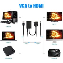 Xhang Siyah Taşınabilir USB 1080 P Dönüştürücü VGA Video Kablosu ile Video Laptop | HDMI Kabloları (Yurt Dışından)