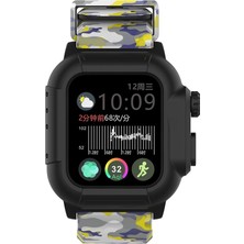 Xhang Apple Watch Uyumlu Band Su Geçirmez Kılıf + Silikon Kayışı Kamuflaj Spor Bilezik Çerçevesi IWatch Uyumlu Serisi Için | Watch Uyumlu Bands