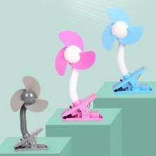 Zsykd Taşınabilir Bebek Fan 360 Derece Klip Mini Fan (Blue Eva) (Yurt Dışından)