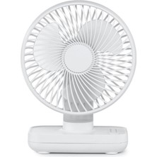 YKD Store D606 4W USB Şarj Edilebilir Taşınabilir Dört Vitesli Ayarlanabilir Masaüstü Fan (Beyaz)