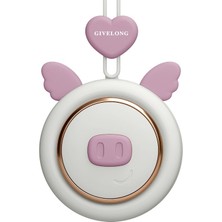 Givelong Asma Boyun Mini Şarj Edilebilir USB Fan Çocuk Taşınabilir Yapraksız Fan (Piglet (Mor)) (Yurt Dışından)