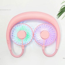 Zsykd Yaratıcı Mini Asılı Boyun Tipi Fan Açık LED Fan (Pembe) (Yurt Dışından)