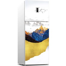 Sticker Art Buzdolabı Sticker Kaplama Dolap Kaplama Etiketi Soyut Dağ Kuşlar
