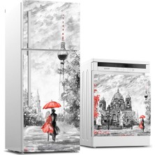 Sticker Art Buzdolabı ve Bulaşık Makinası Beyaz Eşya Sticker Kaplama Berlin Yağlıboya