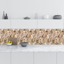 Sticker Art Mutfak Tezgah Arası Folyo Fayans Kaplama Folyosu 3D Daire Çiçek 60X400 cm