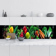 Sticker Art Mutfak Tezgah Arası Folyo Fayans Kaplama Folyosu Sebzeler 60X200 cm