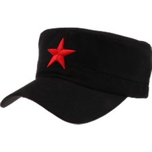 Segolike Pamuk Kırmızı Yıldız Şapka Erkek Kadın Açık Kamp Yürüyüş Seyahat Siyah (Yurt Dışından)