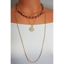 Tonstyle TS001719 Yous Les Jours (Gündelik) - 3 'lü Akik Anne Özel Set Iı D.taş + P.çelik El Işi/tasarım Kadın Kolye